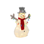 LED-Schneemann mit Schneeeffekt –  Leuchtende Weihnachtsfigur mit Zylinderhut, rotem Schal für Innen und Außen