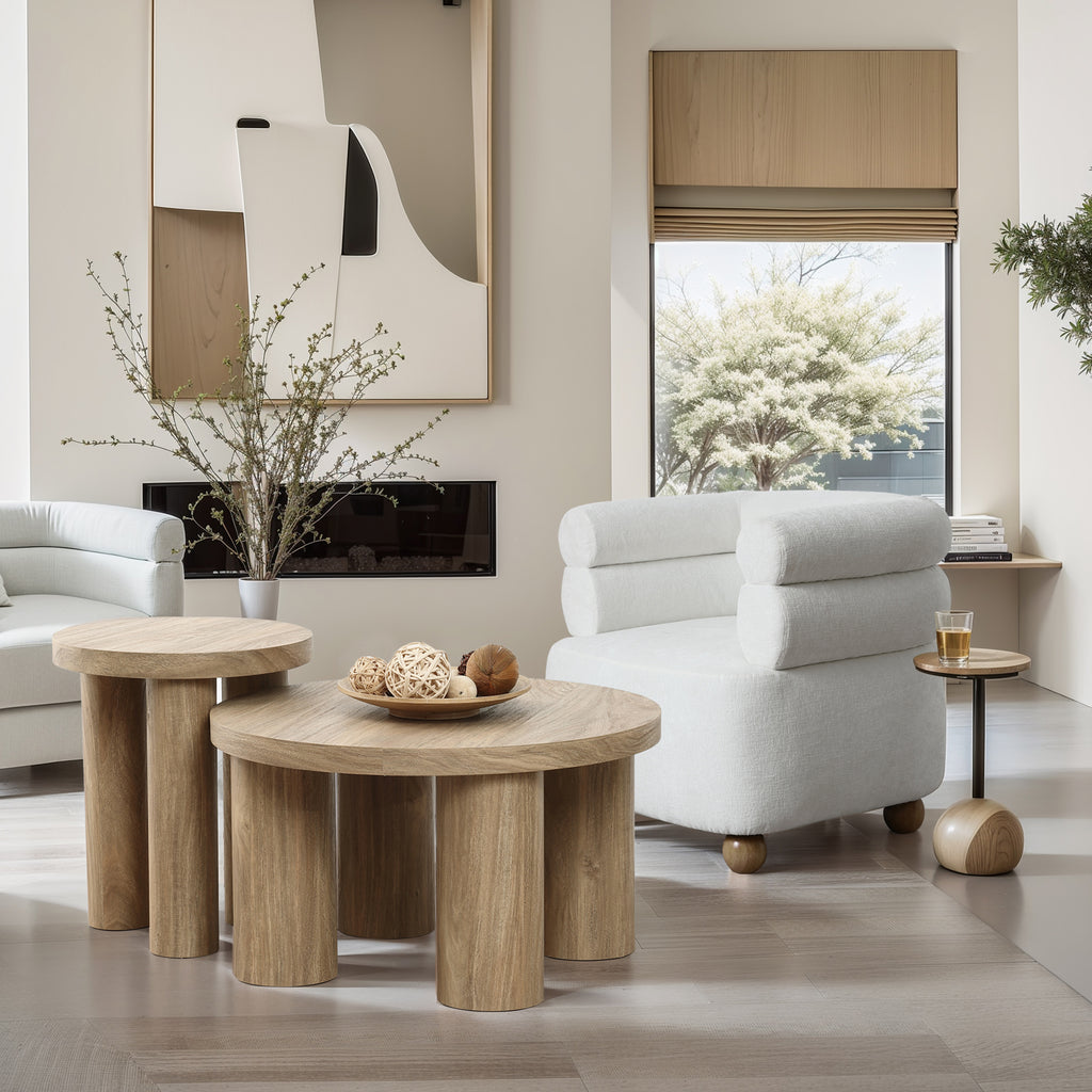 Runder Couchtisch aus Holzwerkstoff mit Eichenoptik