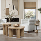 Runder Couchtisch aus Holzwerkstoff mit Eichenoptik