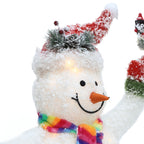 LED-Schneemann mit Schneeeffekt und Rotkehlchen –  Leuchtende Weihnachtsdeko für Innen und Außen