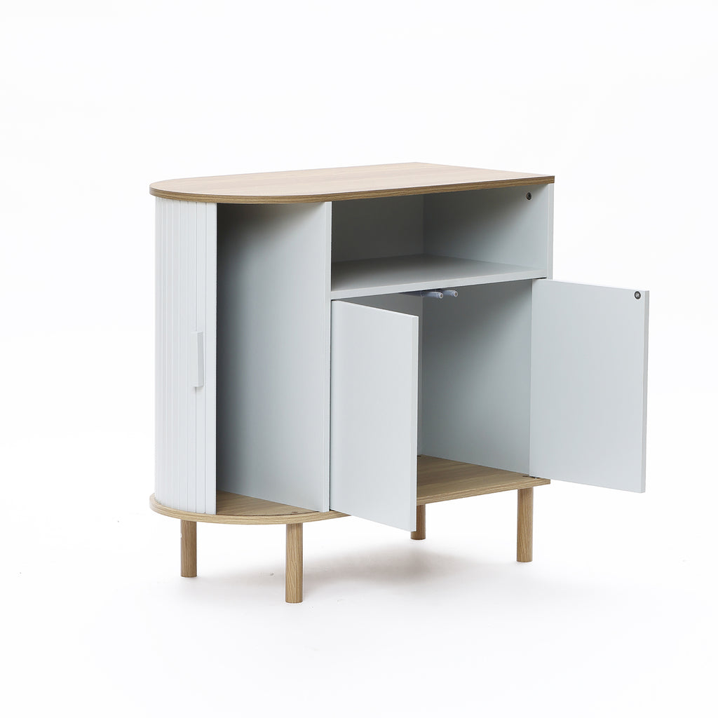 Skandinavisches Sideboard in Grau-Weiß – modernes Holz-Design mit 2 Türen, ideal fürs Wohnzimmer