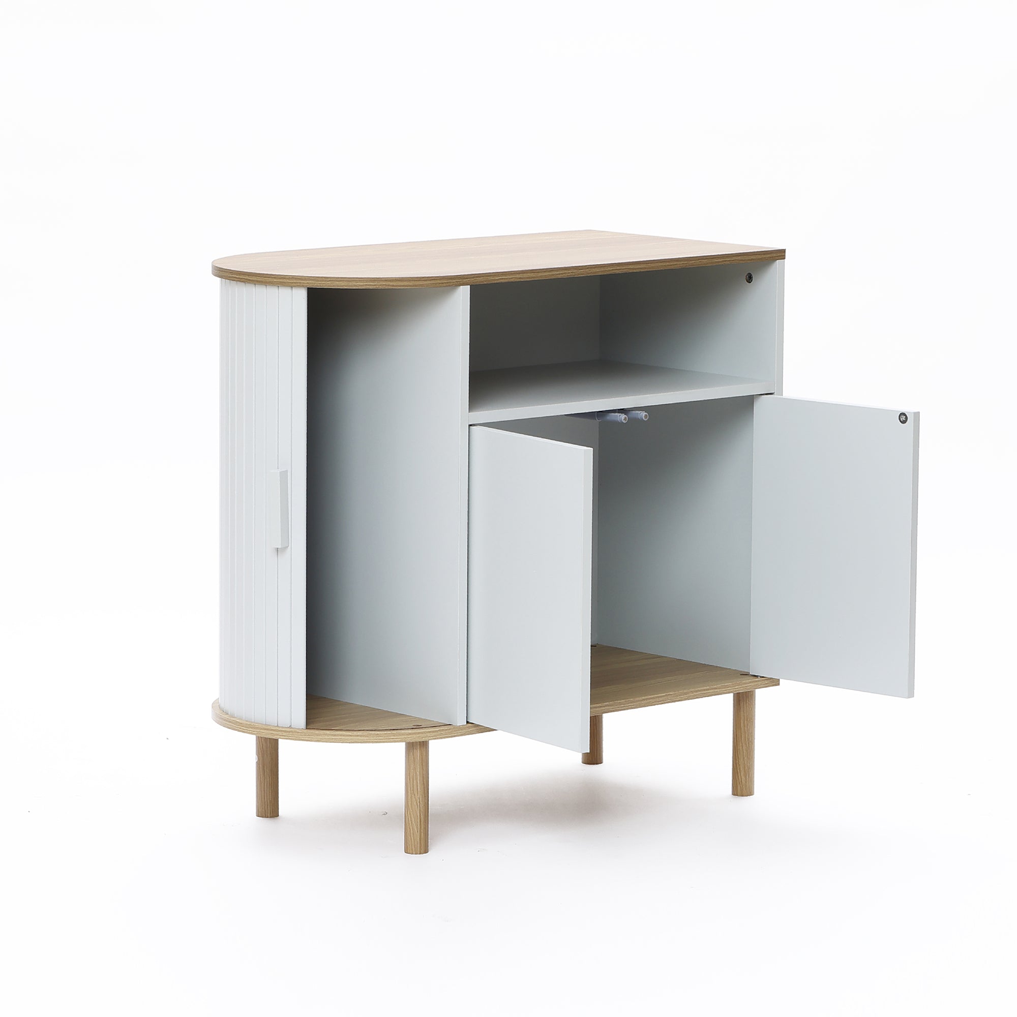 Skandinavisches Sideboard in Grau-Weiß – modernes Holz-Design mit 2 Türen, ideal fürs Wohnzimmer