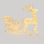 LED-Rentier mit Schlitten – Weihnachtsdeko mit warmweißen Lichtern für Innen und Außen