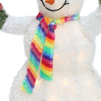 LED-Schneemann mit Schneeeffekt und Rotkehlchen –  Leuchtende Weihnachtsdeko für Innen und Außen