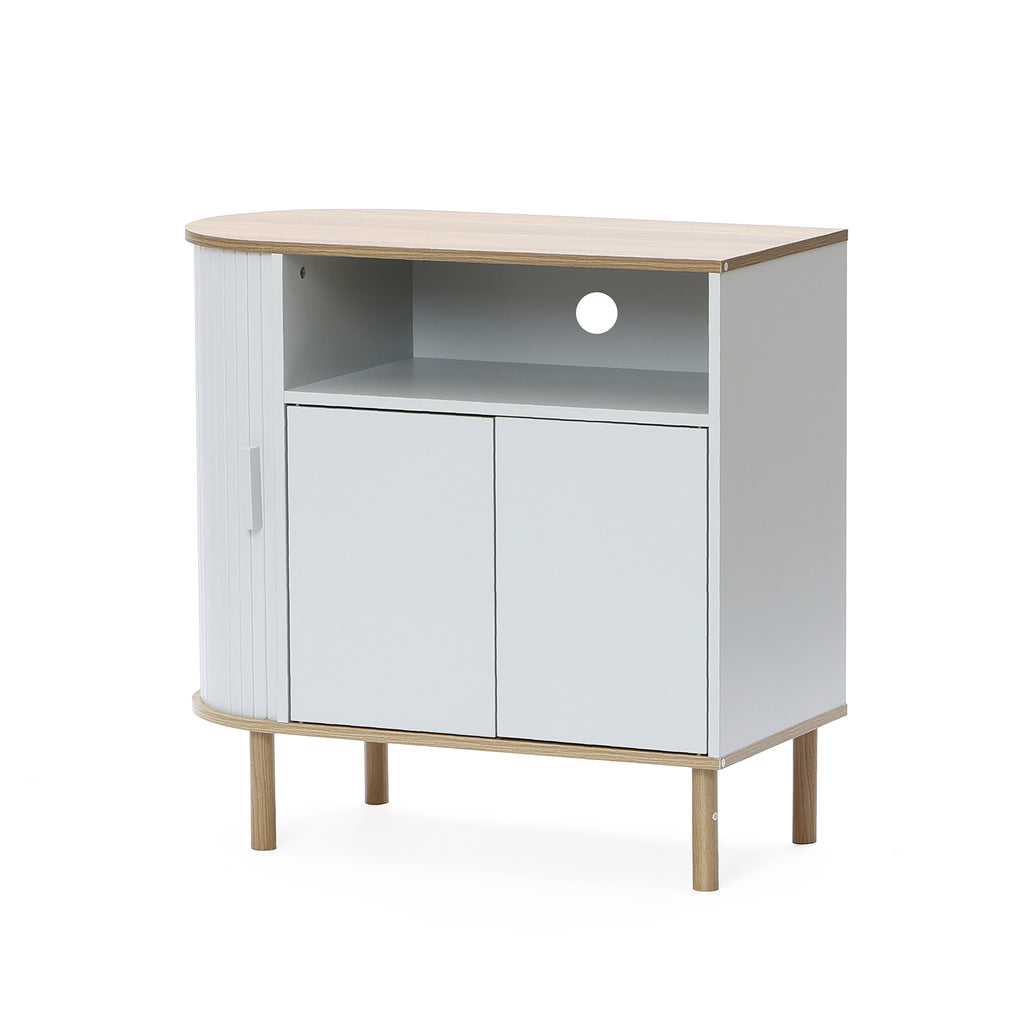 Skandinavisches Sideboard in Grau-Weiß – modernes Holz-Design mit 2 Türen, ideal fürs Wohnzimmer