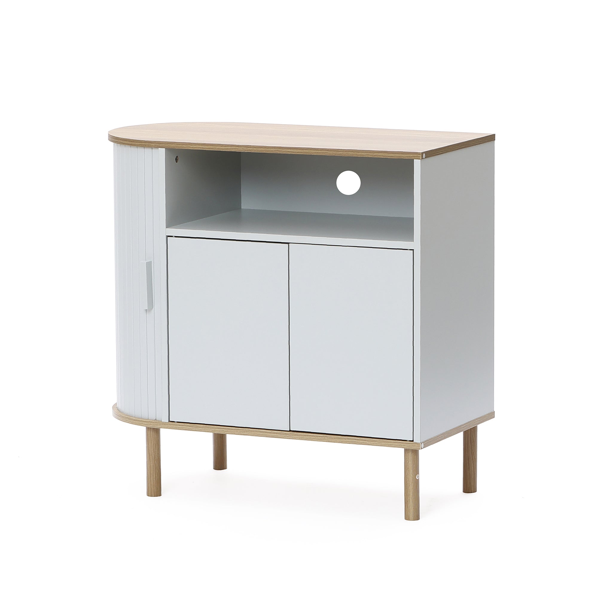 Skandinavisches Sideboard in Grau-Weiß – modernes Holz-Design mit 2 Türen, ideal fürs Wohnzimmer