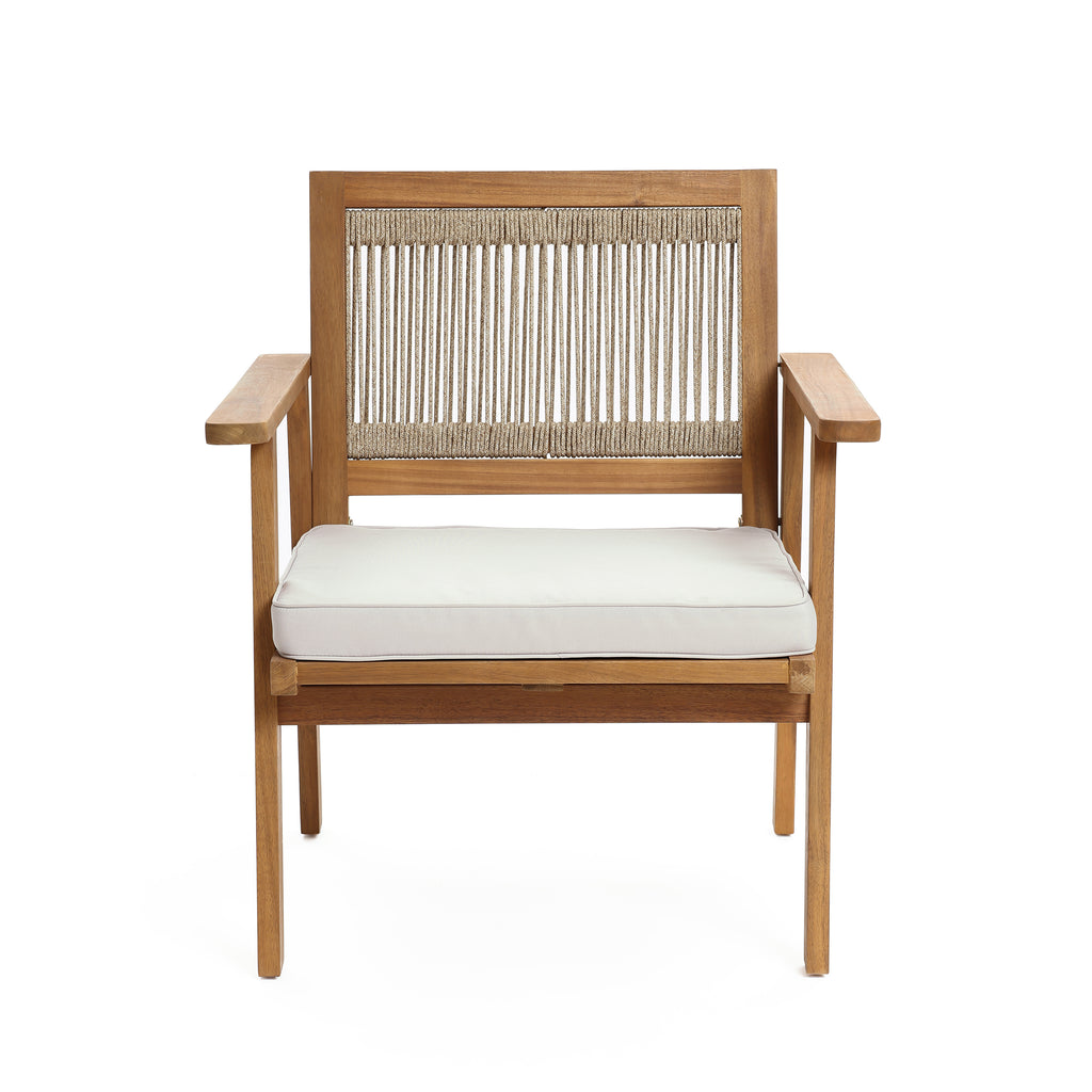 2er-Set Gartenstühle aus Akazienholz mit Armlehnen und Kissen