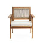 2er-Set Gartenstühle aus Akazienholz mit Armlehnen und Kissen