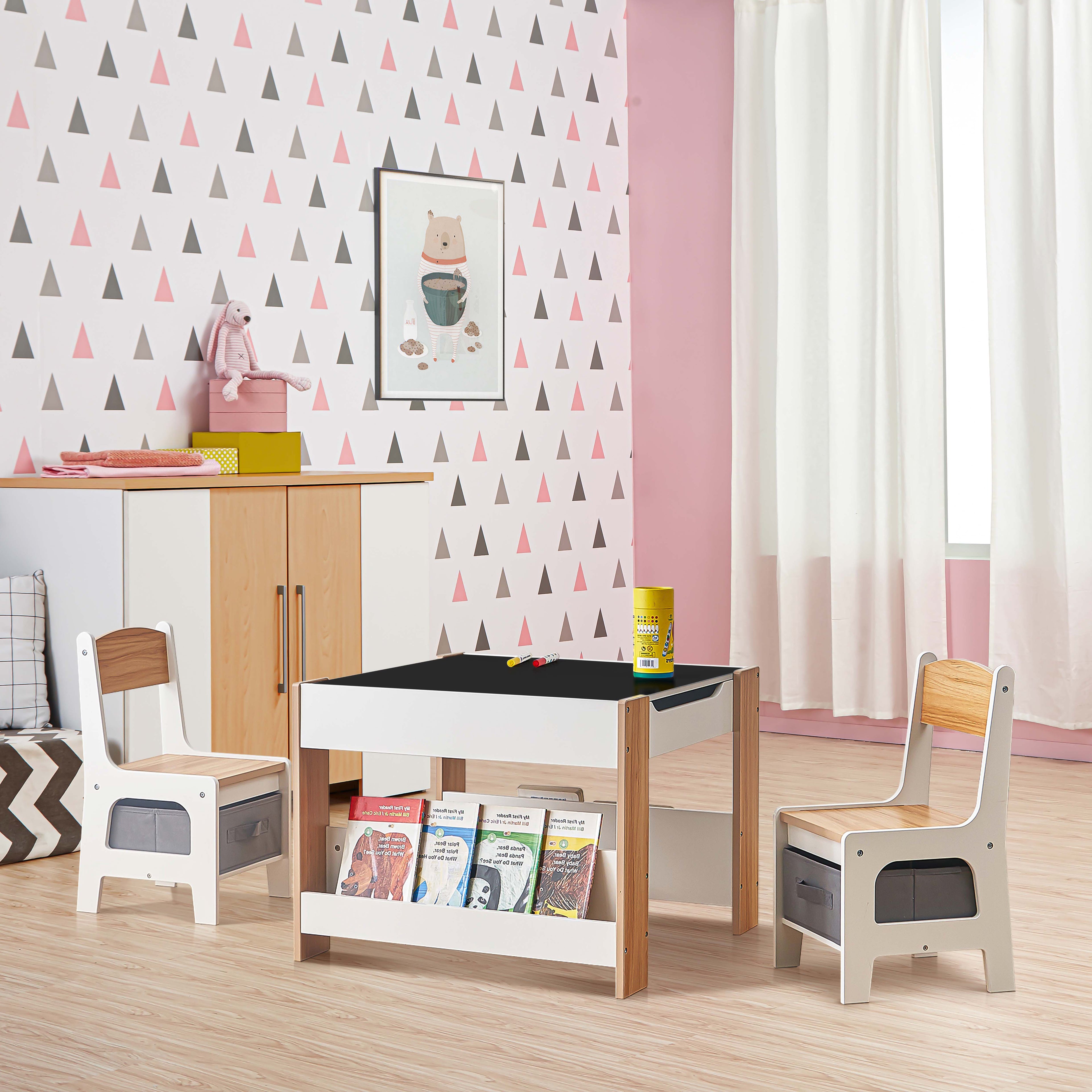 Kinder Tisch- und Stuhlset aus Holz, Weiß, Rechteckig