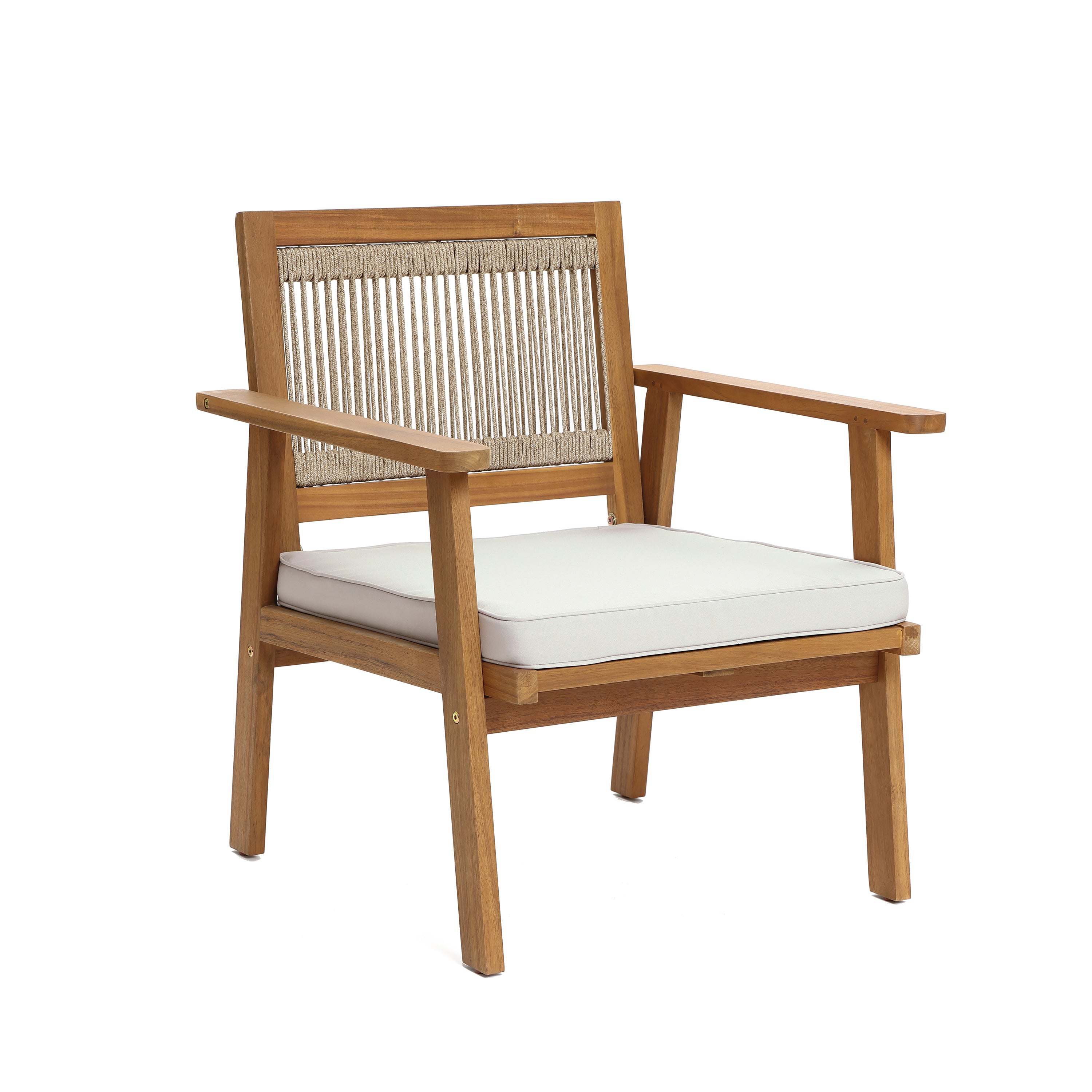 2er-Set Gartenstühle aus Akazienholz mit Armlehnen und Kissen