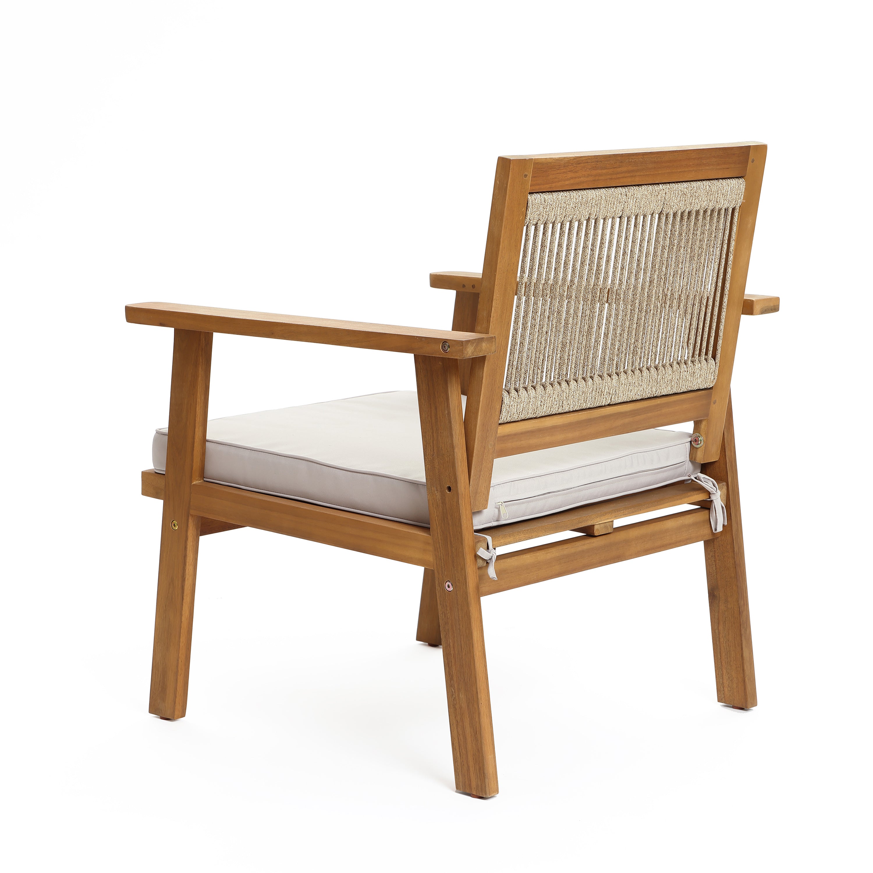 2er-Set Gartenstühle aus Akazienholz mit Armlehnen und Kissen