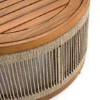 Runder Couchtisch aus Akazienholz mit Seilgeflecht