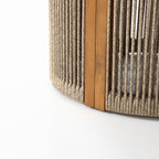 Runder Beistelltisch aus Akazienholz mit Seilgeflecht