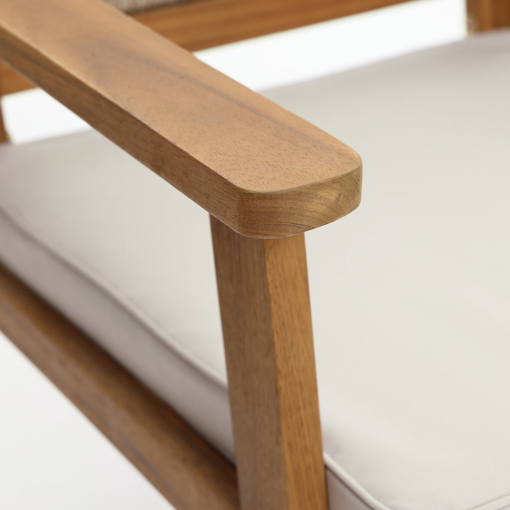 2er-Set Gartenstühle aus Akazienholz mit Armlehnen und Kissen