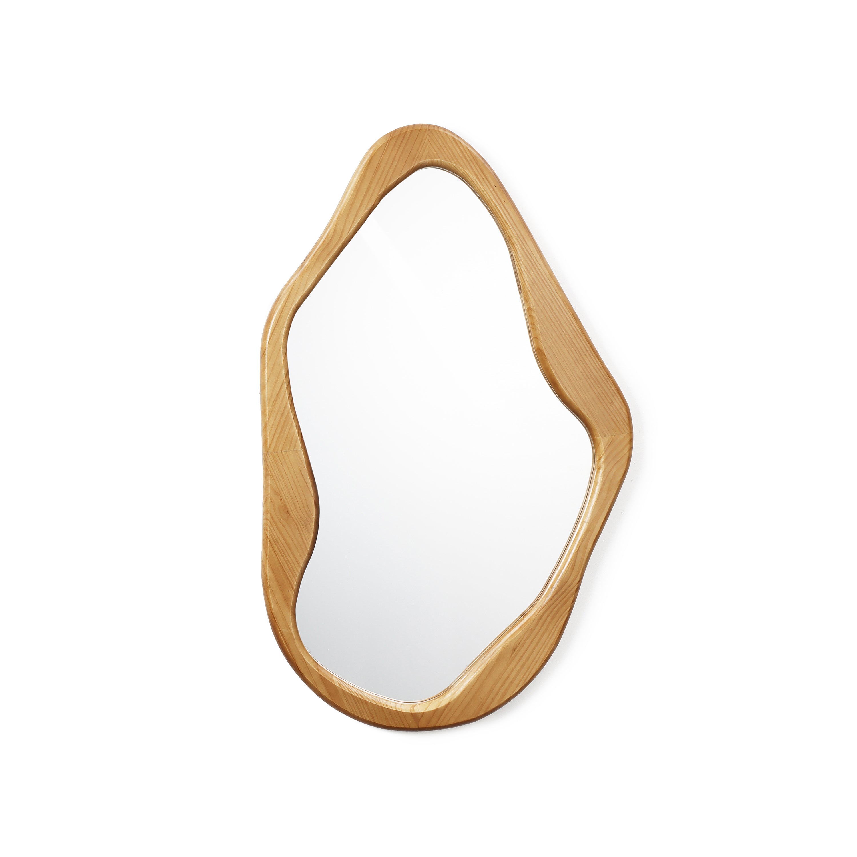 Flow Wandspiegel mit Holzrahmen in Freiform