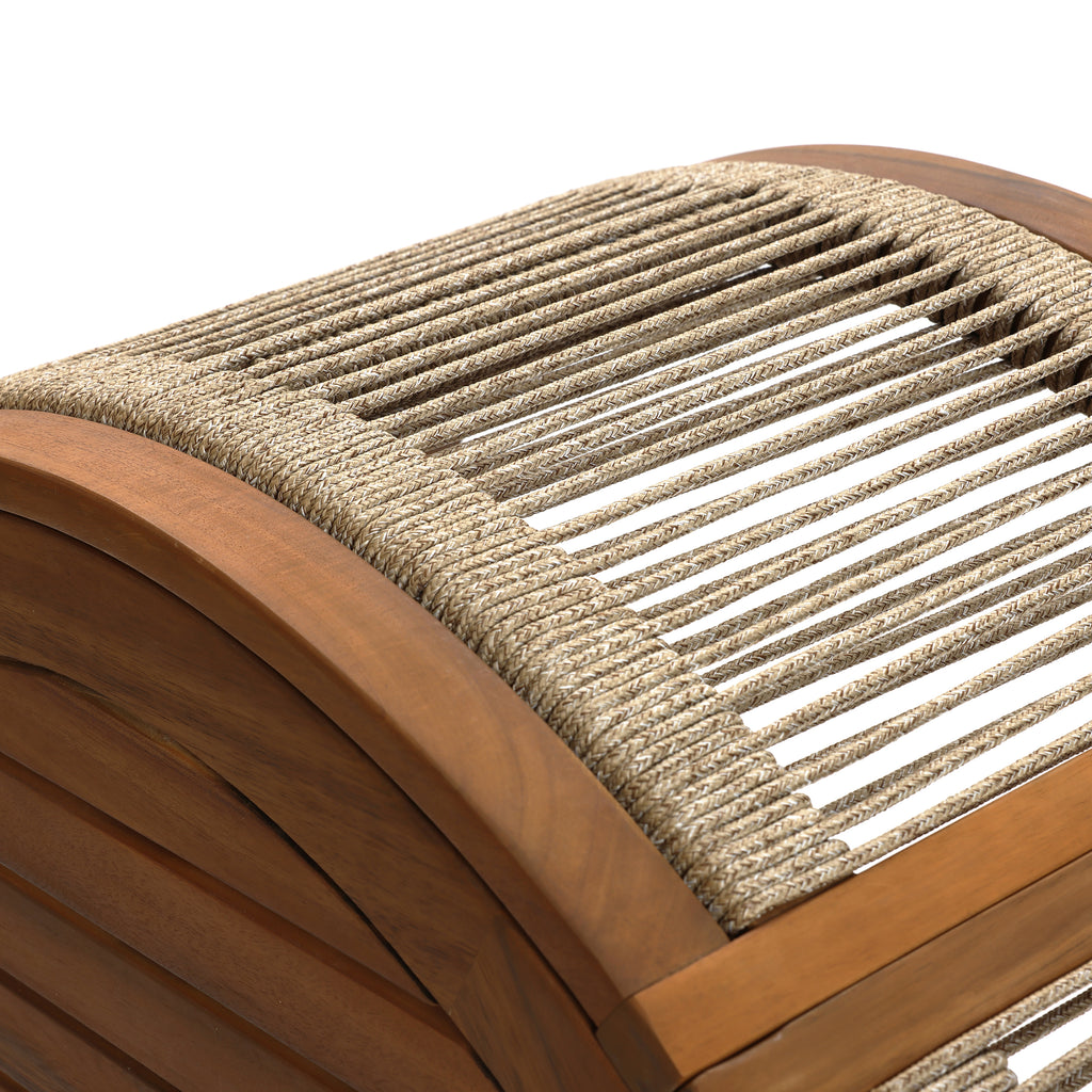 Runder Couchtisch aus Akazienholz mit Seilgeflecht