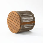 Runder Beistelltisch aus Akazienholz mit Seilgeflecht