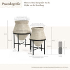 Hometopia 2er Blumentopf Set Frostsicher Formstabil Ø31 & 25 cm ohne Ablaufloch (Beige)