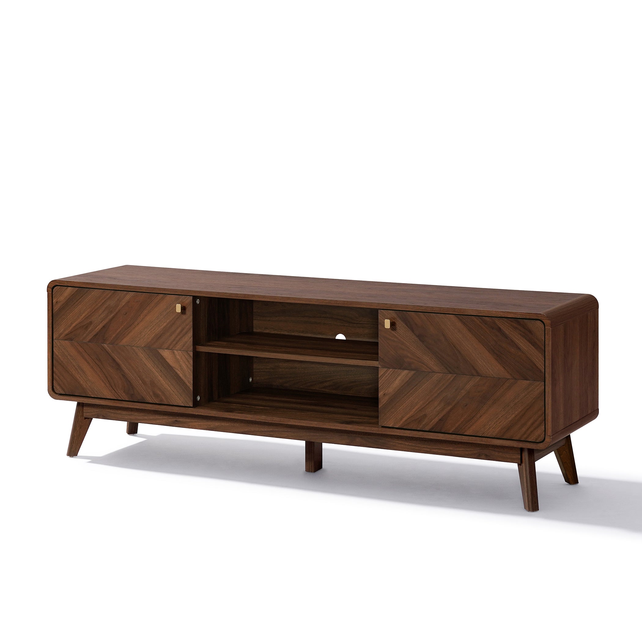 TV-Lowboard mit Walnussoptik und großzügigem Stauraum