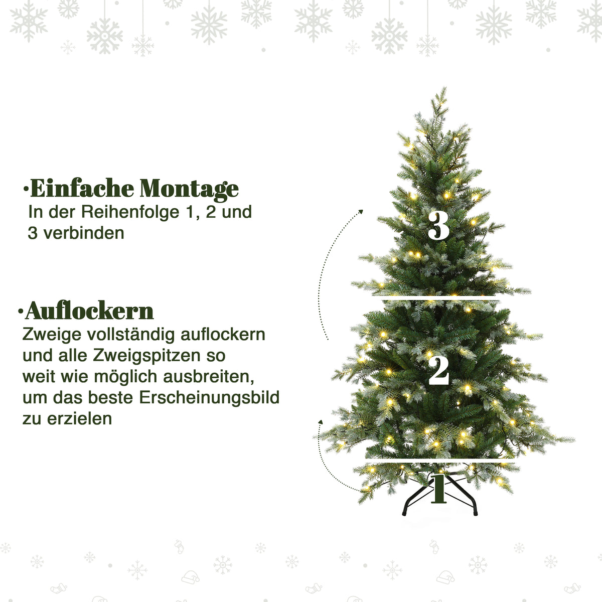 Künstlicher Weihnachtsbaum 150 cm mit Beleuchtung 8 Lichtmodi