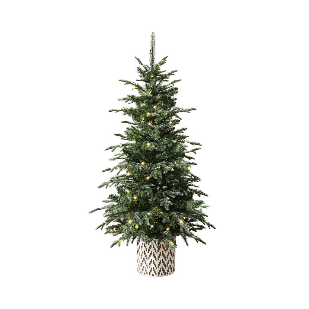 137 cm  künstlicher Weihnachtsbaum mit integriertem LED-Licht und dekorativem Pflanztopf
