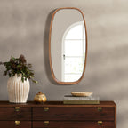 Jean-Serie Runder Rechteck-Wandspiegel mit Holzrahmen