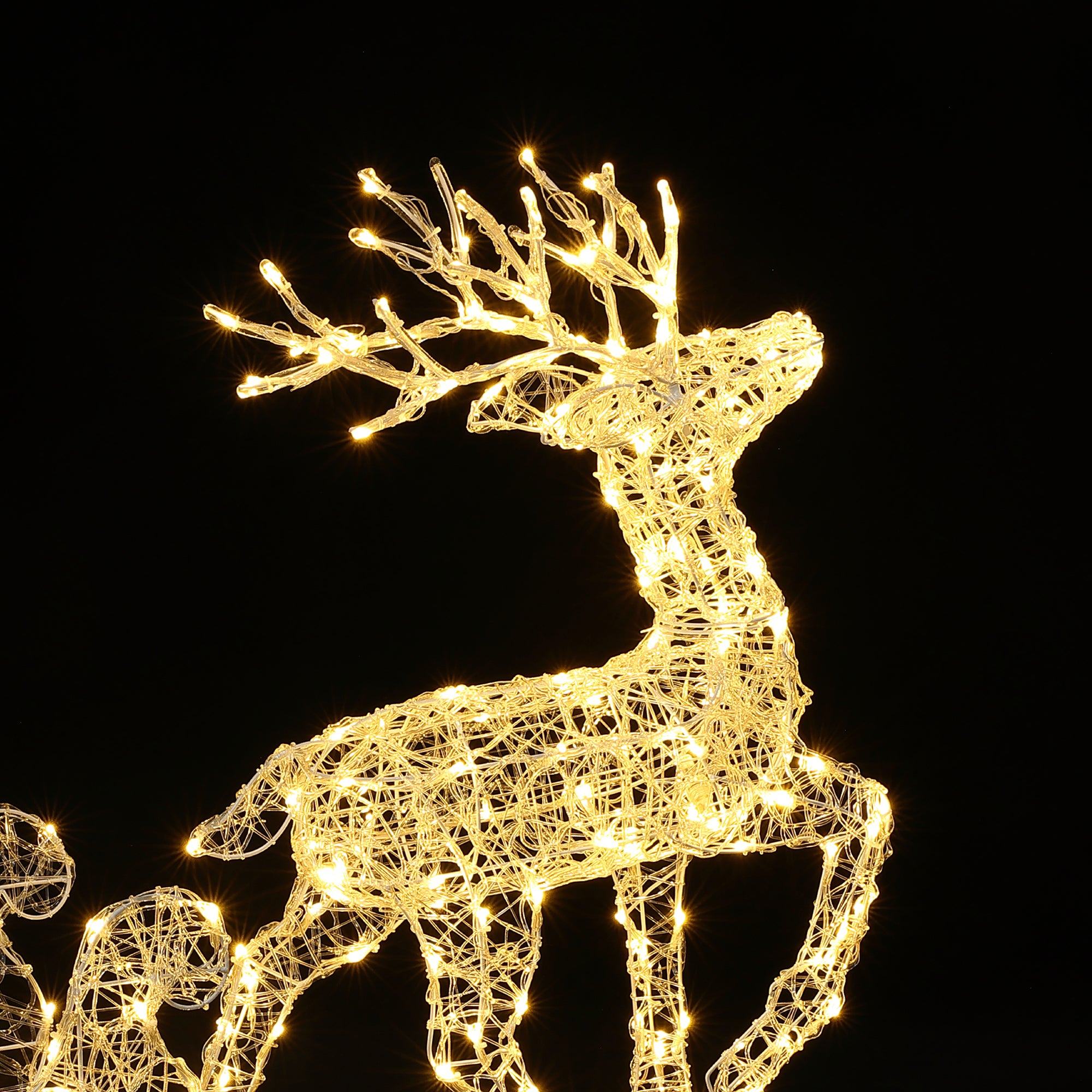LED-Rentier mit Schlitten – Weihnachtsdeko mit warmweißen Lichtern für Innen und Außen