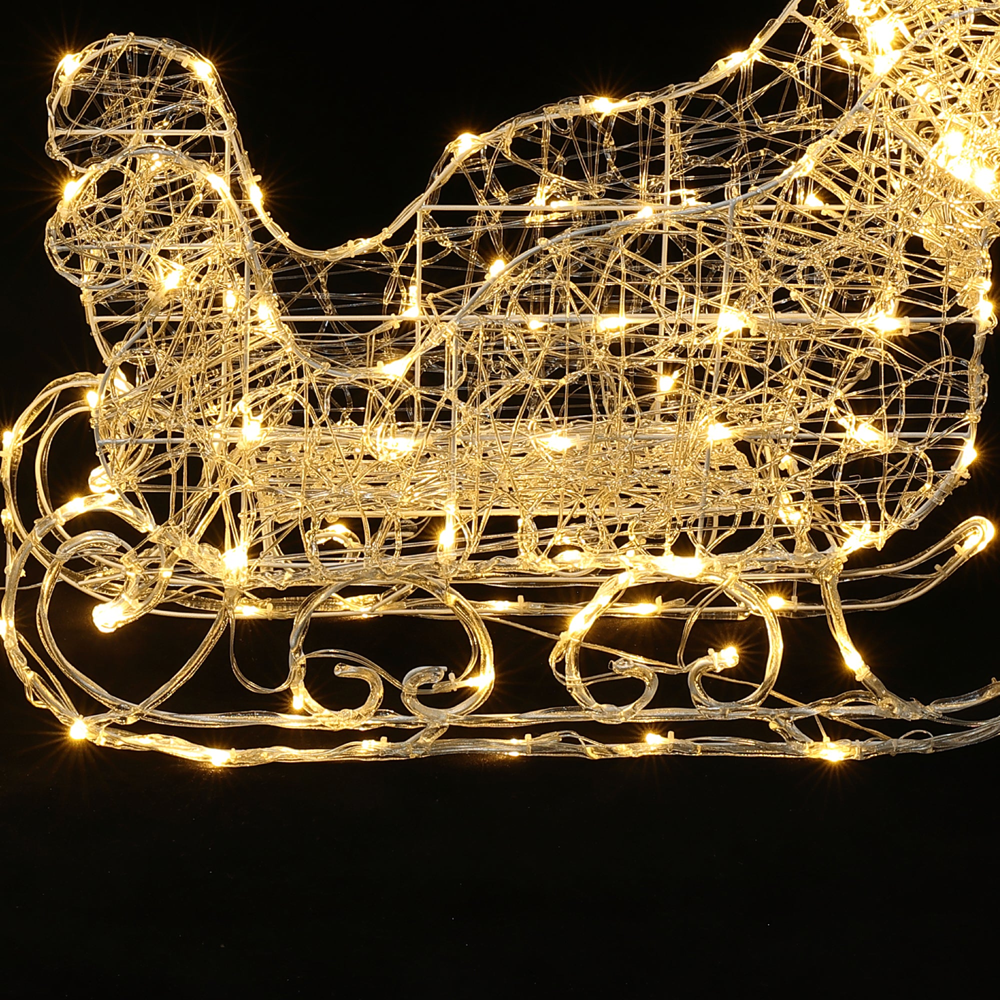 LED-Rentier mit Schlitten – Weihnachtsdeko mit warmweißen Lichtern für Innen und Außen