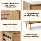 Hometopia Sideboard Holz mit 3 Schubladen & Tür, Kommode mit Verstellbarem Einlegeboden, Anrichte für Wohnzimmer und Flur, 80 × 39 × 74 cm