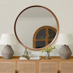 Runder Wandspiegel mit Jean-Holzrahmen Durchmesser 80 cm