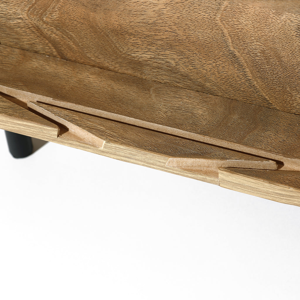 Nachttisch aus Holz im Mid-Century Stil – Beistelltisch mit Rolltür für Schlafzimmer und Wohnzimmer