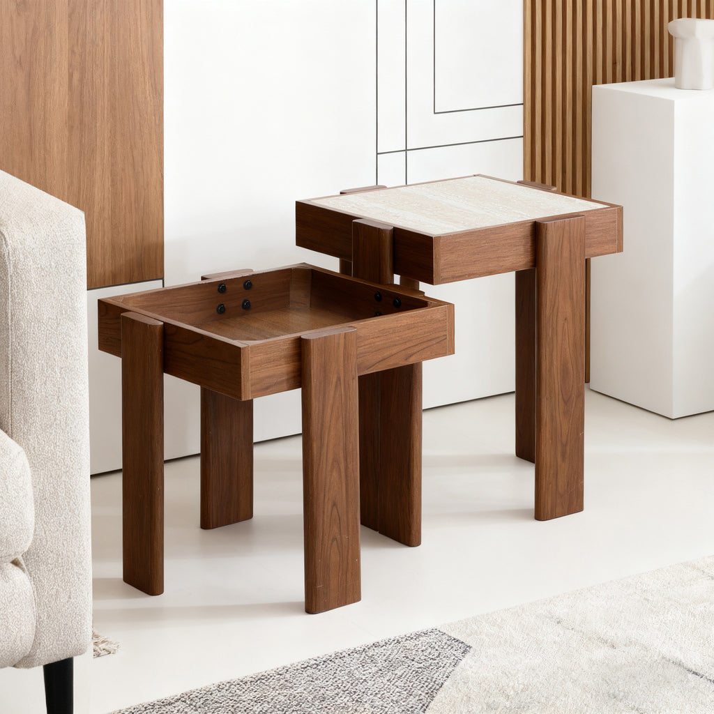 Modernes 2er-Set Beistelltische im Nesting-Design