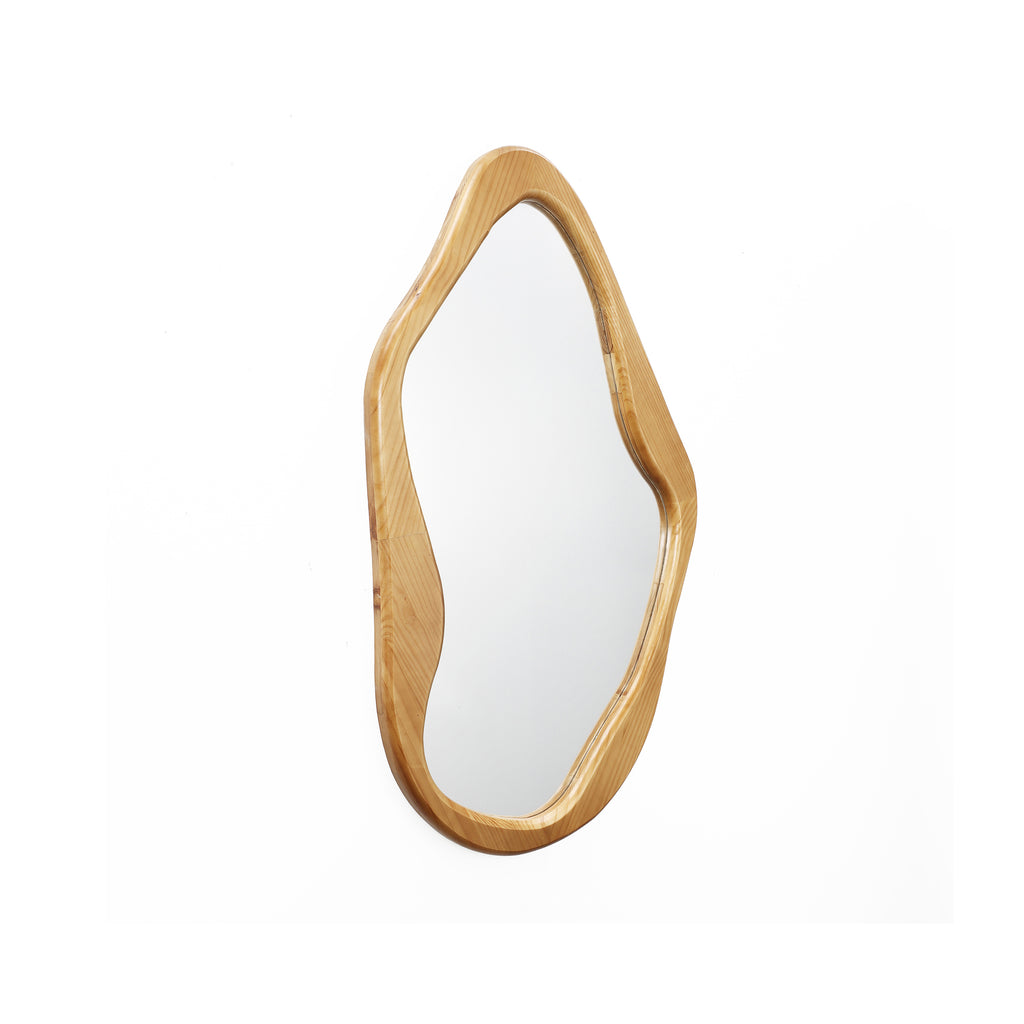 Flow Wandspiegel mit Holzrahmen in Freiform