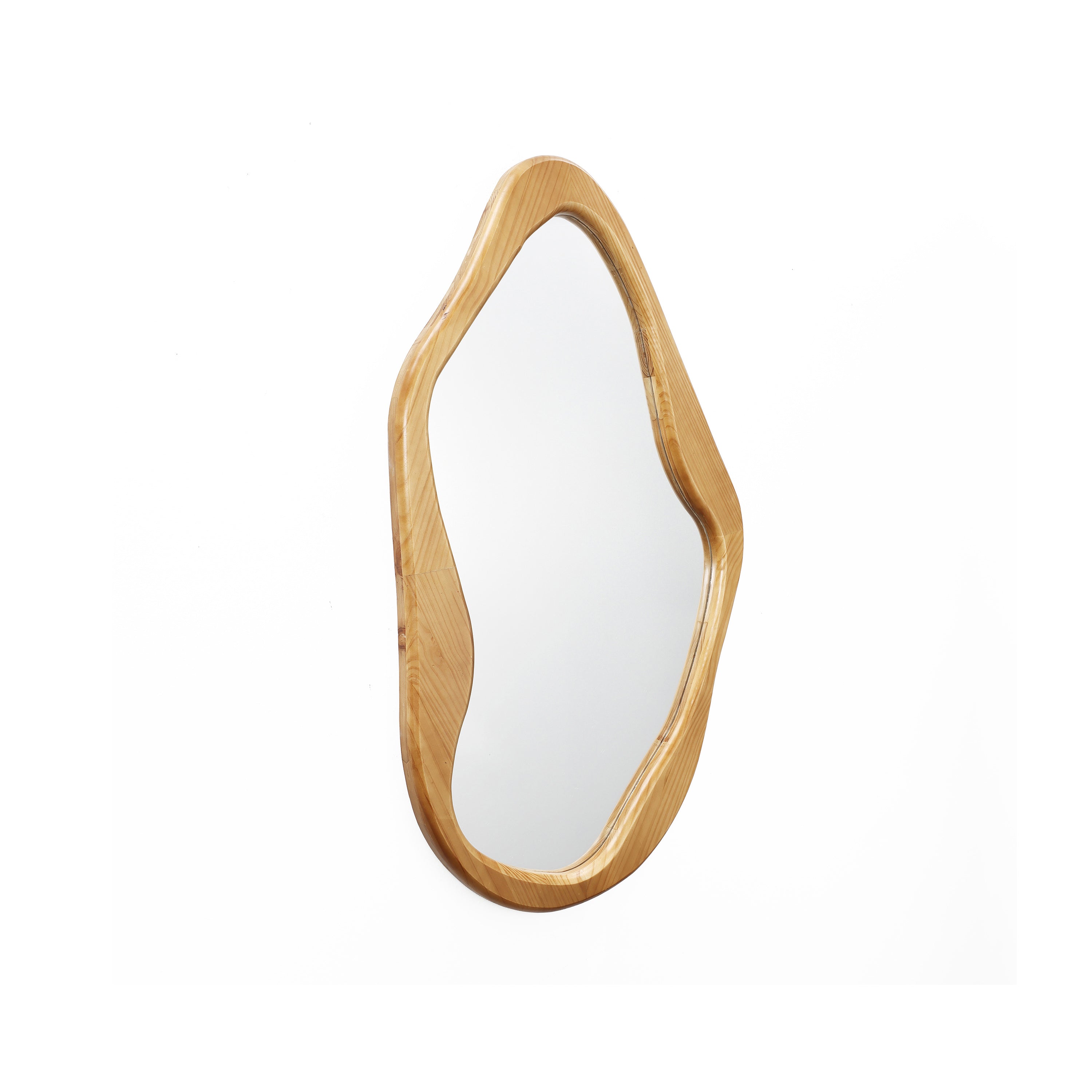 Flow Wandspiegel mit Holzrahmen in Freiform