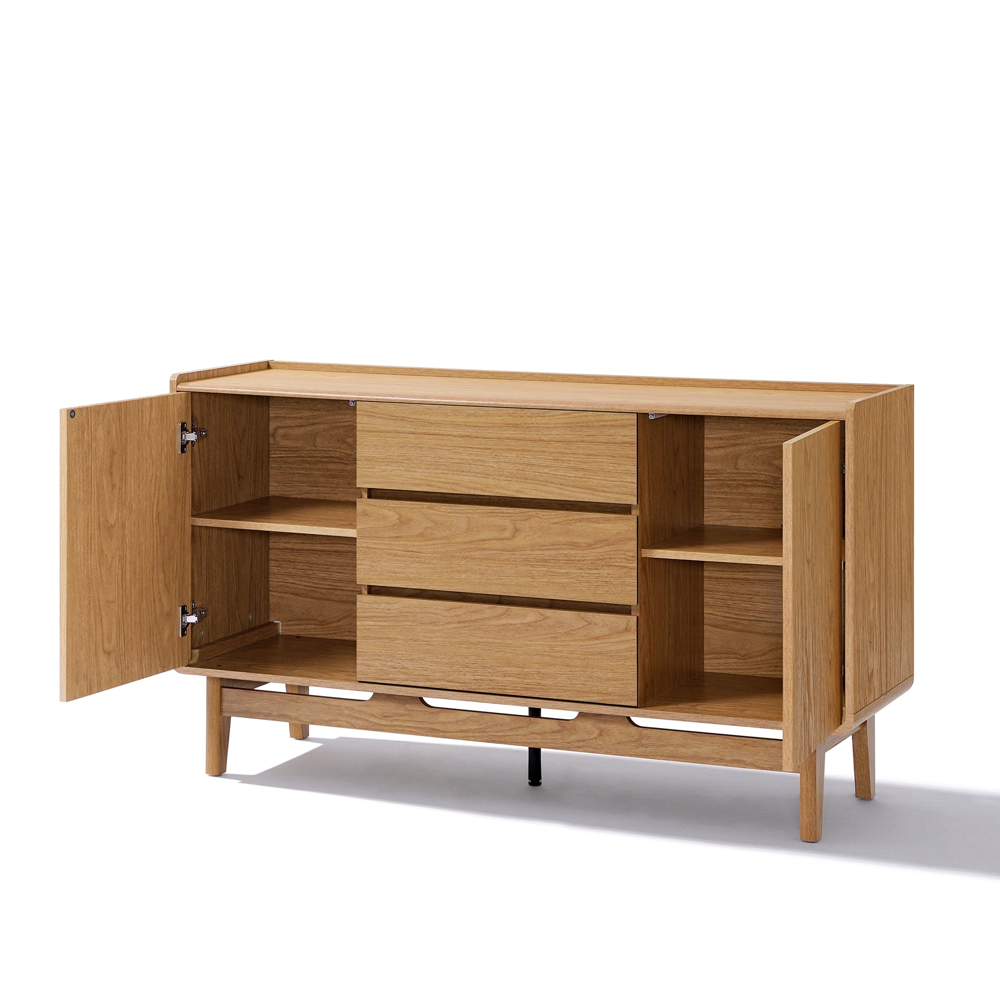 Modernes Sideboard in Eichenoptik mit 3 Schubladen und 2 Türen – 140 cm