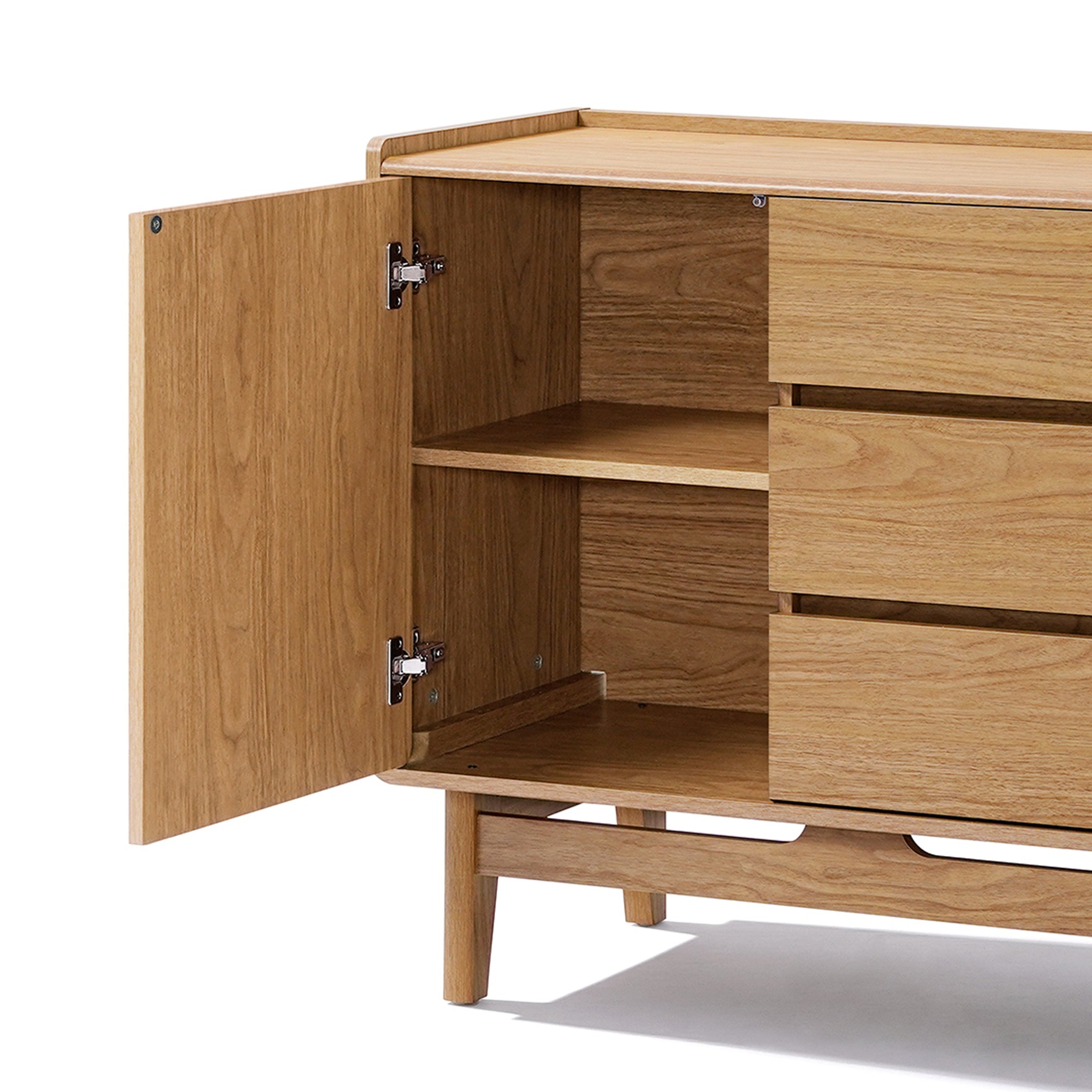 Modernes Sideboard in Eichenoptik mit 3 Schubladen und 2 Türen – 140 cm