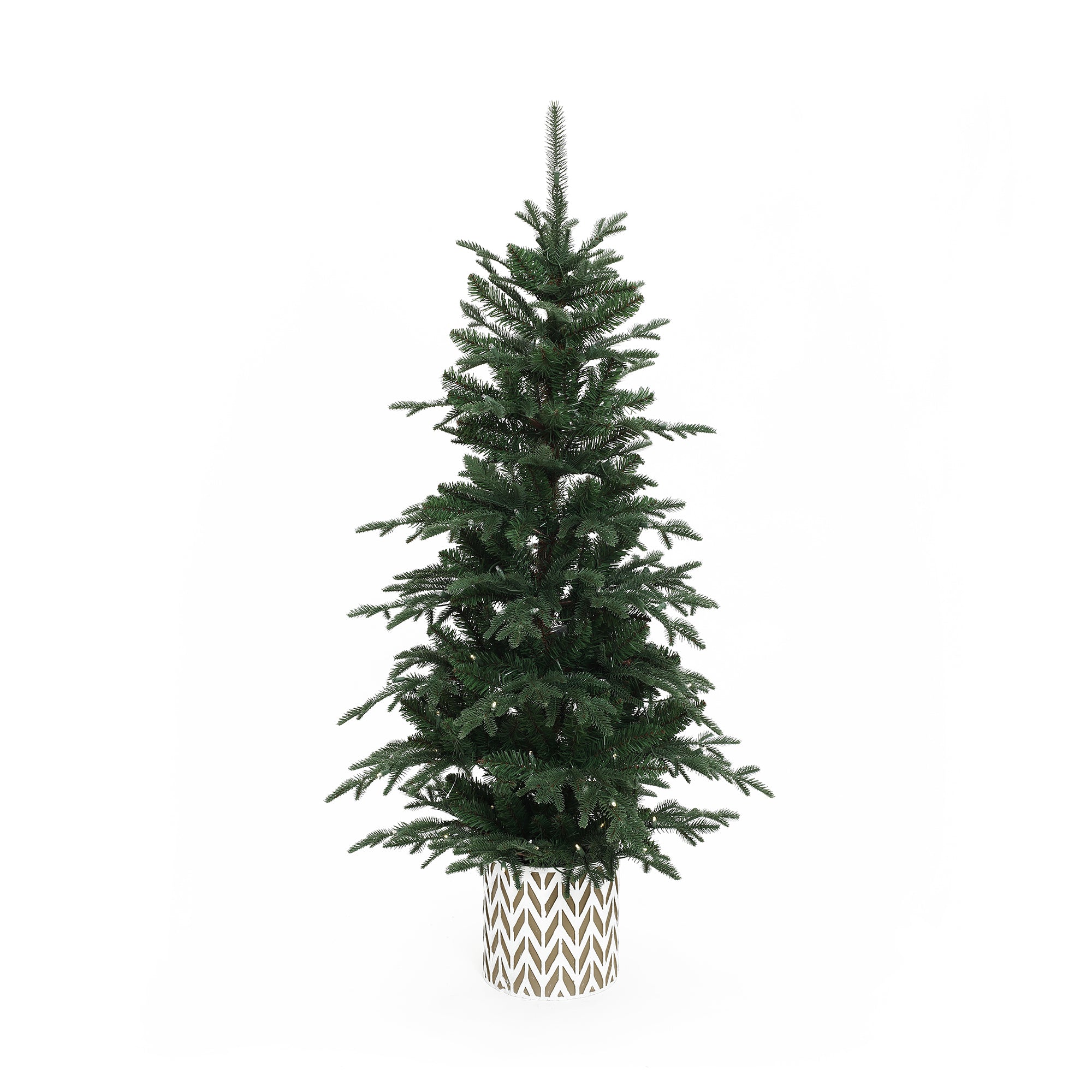 137 cm  künstlicher Weihnachtsbaum mit integriertem LED-Licht und dekorativem Pflanztopf