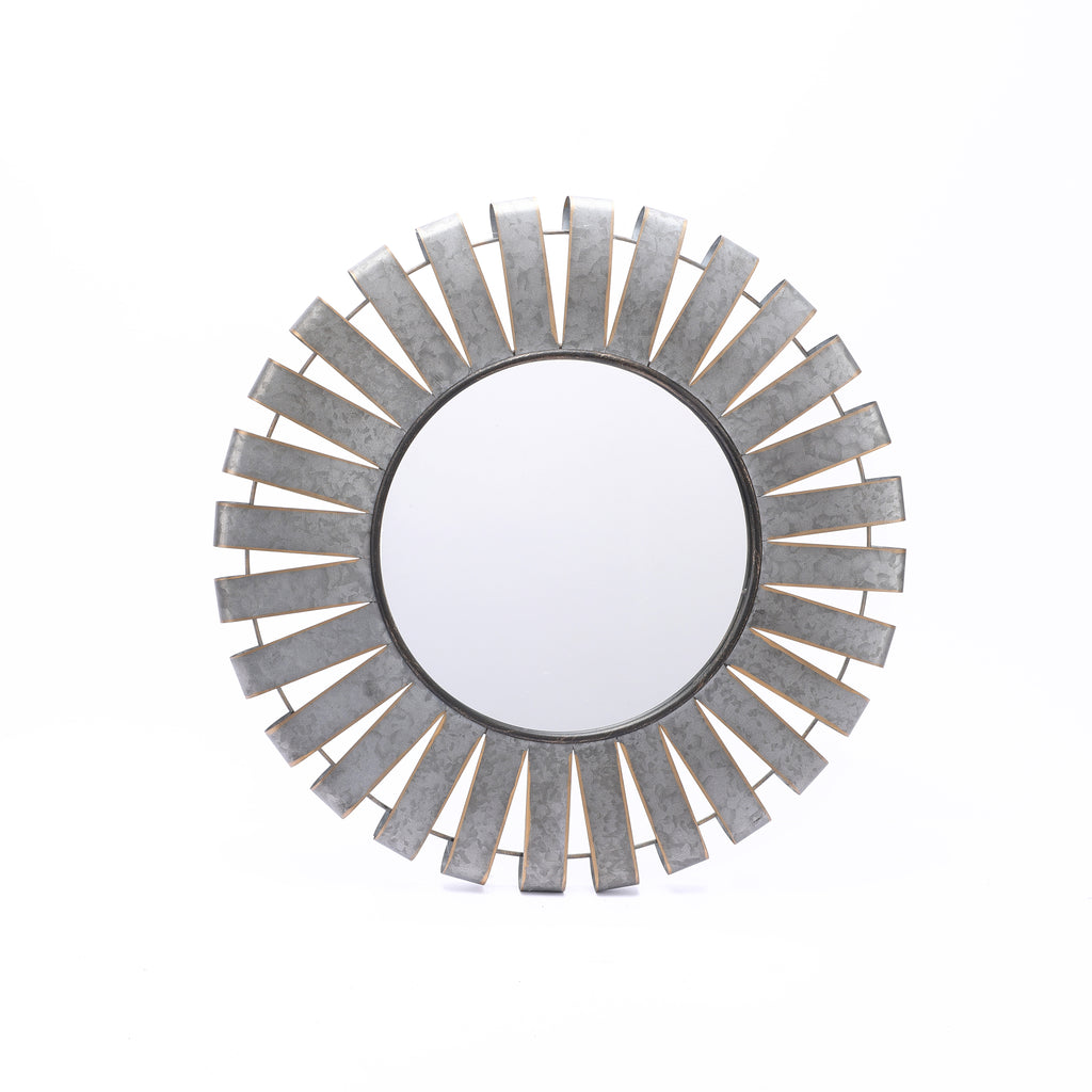 Metall-Deko-Spiegel – Industrialer Wandspiegel mit Strahlenrahmen für Wohnraum