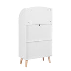 Kinder Bücherregal mit 3 Ablagen und Aufbewahrungskorb, Weiß, Multifunktional