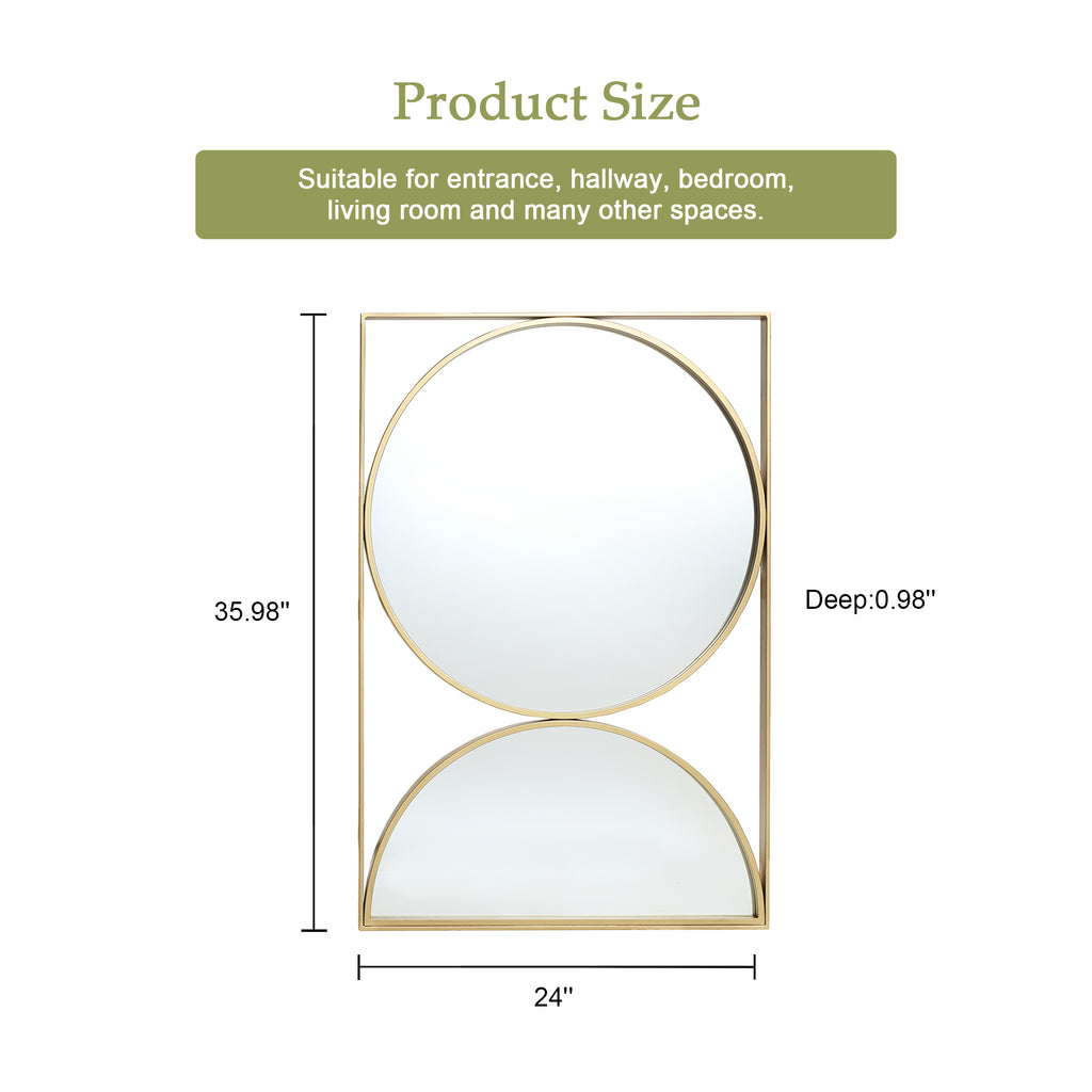 Hochformatiges Geometrisches Metall-Wandspiegel-Set – Moderner Deko-Spiegel mit Goldrahmen
