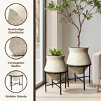 Hometopia 2er Blumentopf Set Frostsicher Formstabil Ø31 & 25 cm ohne Ablaufloch (Beige)