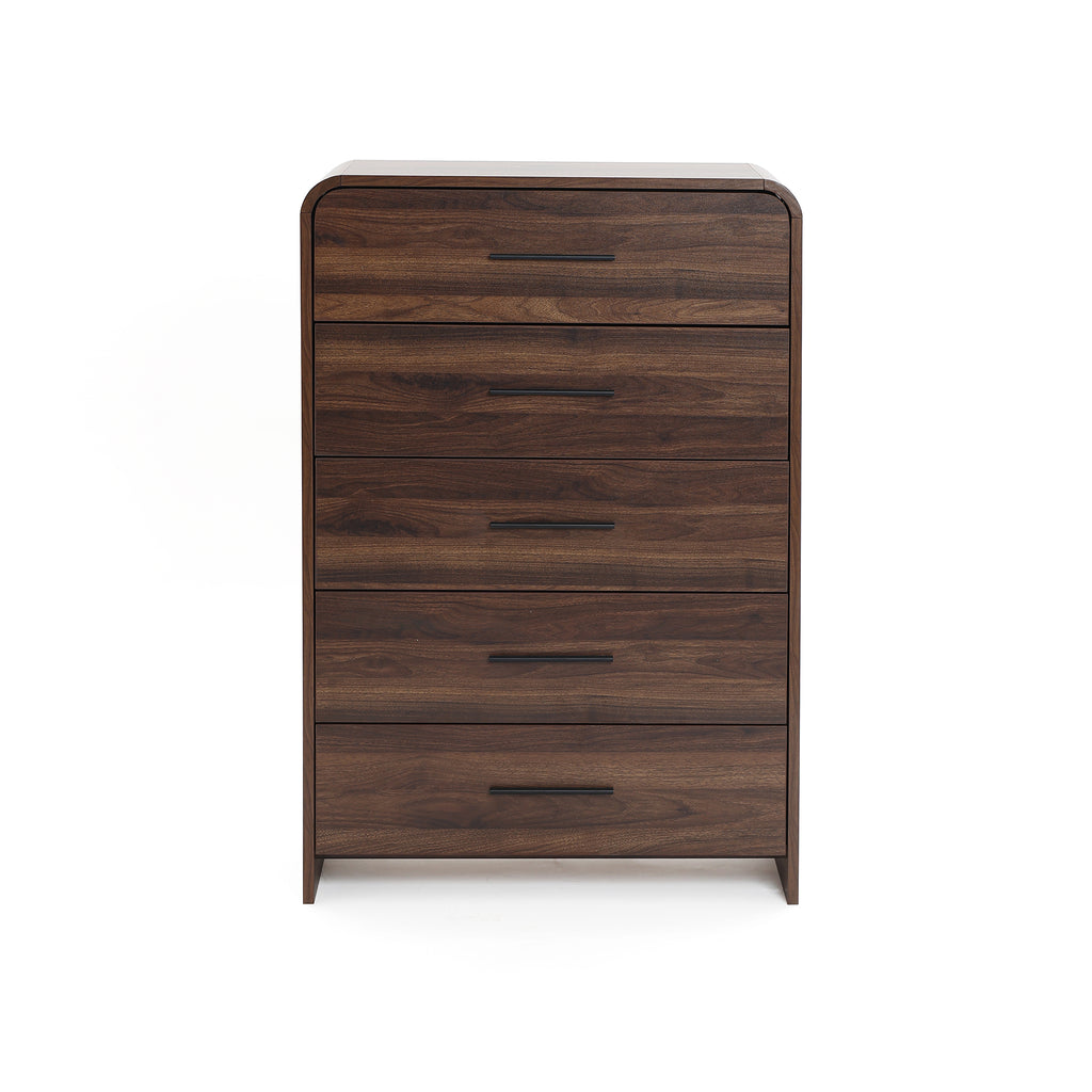 Kommode mit 5 Schubladen in Walnussoptik