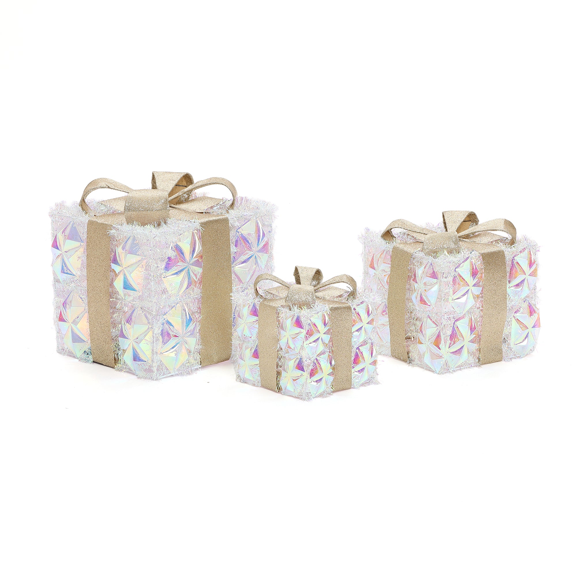 3er-Set Weihnachtsgeschenk-Deko mit goldenen Schleifen