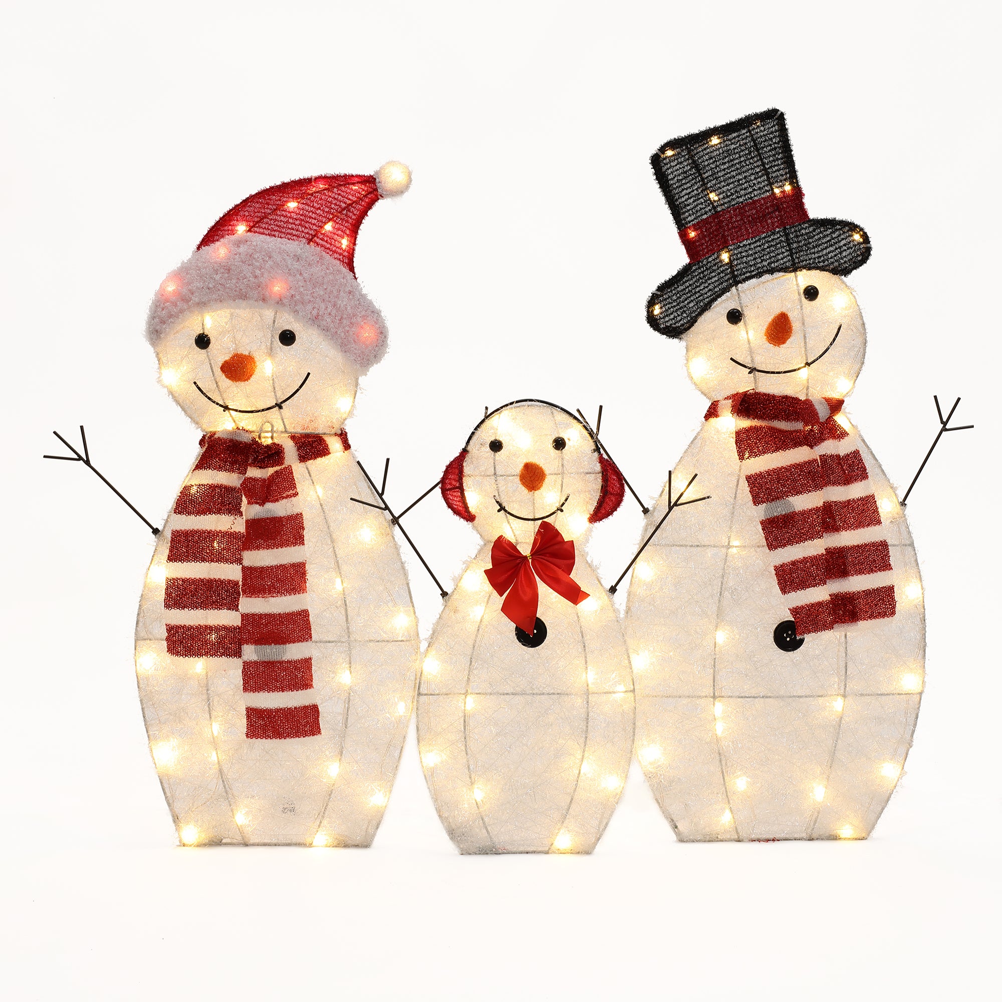 LED-Schneemann-Familie (3er-Set) – Leuchtende Weihnachtsdeko für Innen und Außen