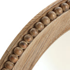 Elliptischer Holz-Wandspiegel mit Perlrand – Rustikal-Eleganter Deko-Spiegel