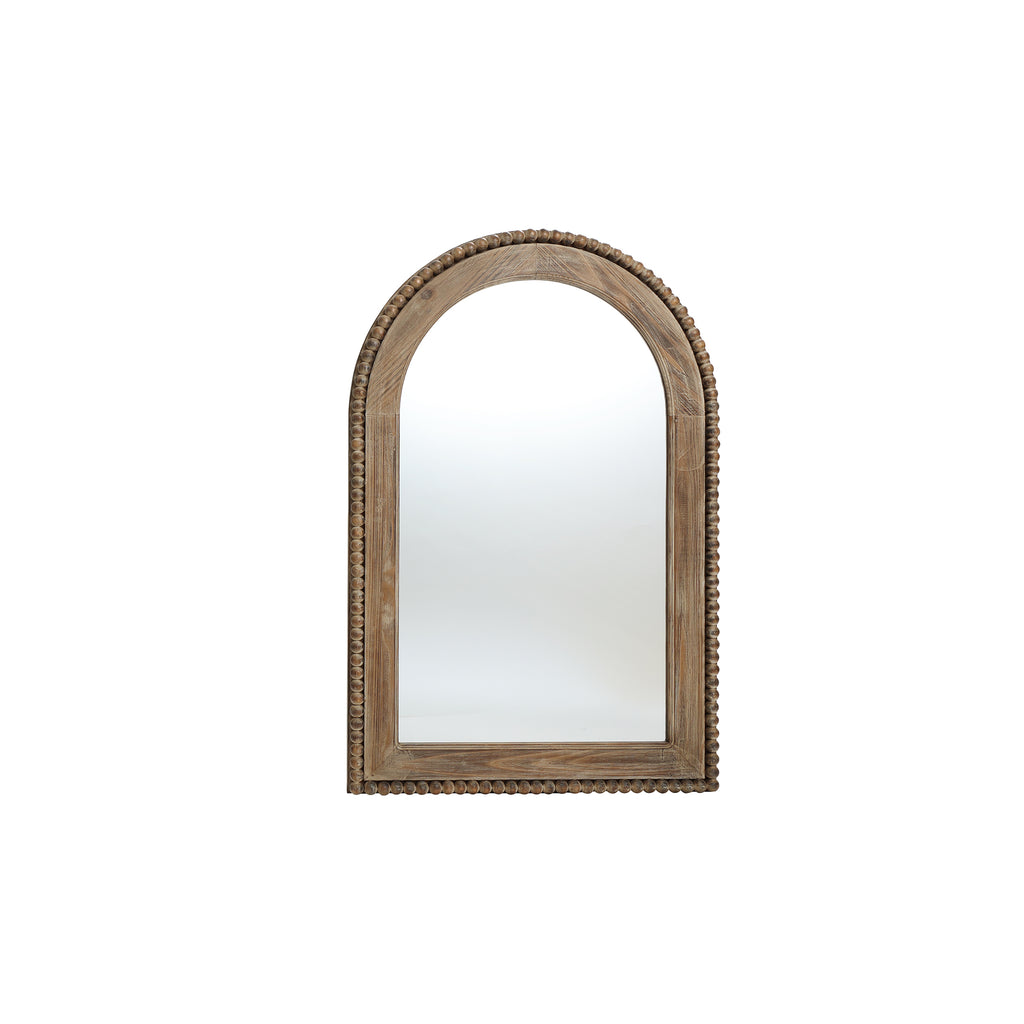 Holz-Wandspiegel mit Perlrand – Rustikal-Eleganter Deko-Spiegel für Wohnraum & Eingangsbereich