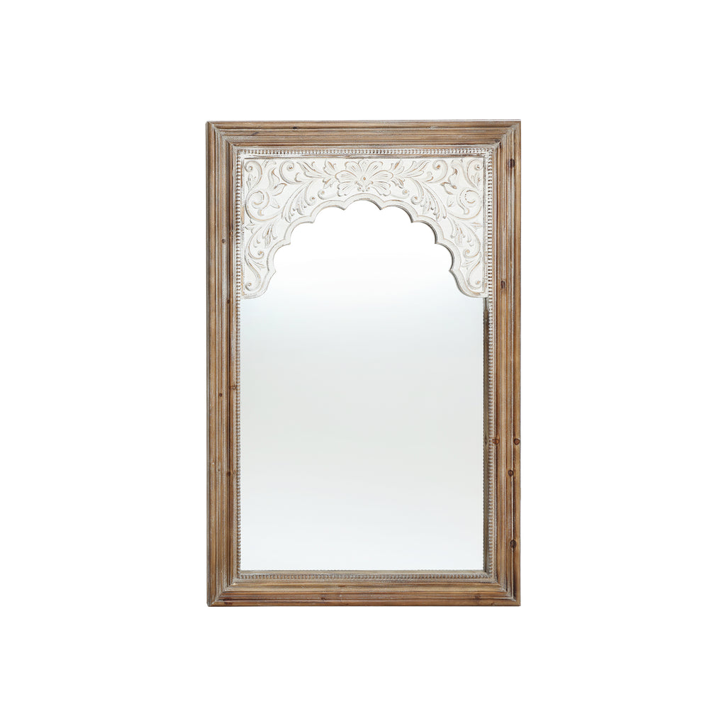 Holz-Wandspiegel mit Schnitzerei – Rustikal-Eleganter Deko-Spiegel