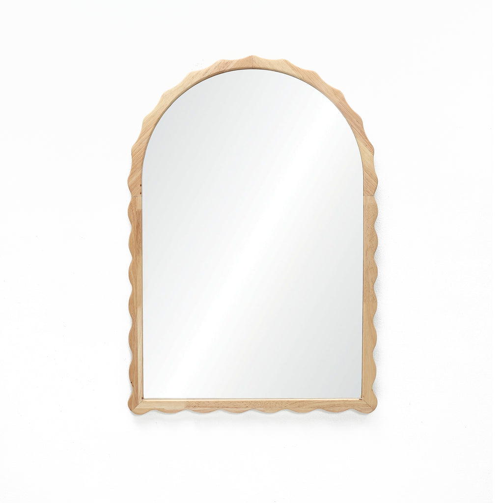 Wandspiegel mit Wellenrahmen aus Holz