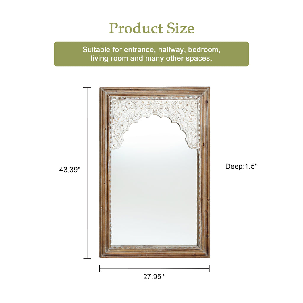 Holz-Wandspiegel mit Schnitzerei – Rustikal-Eleganter Deko-Spiegel
