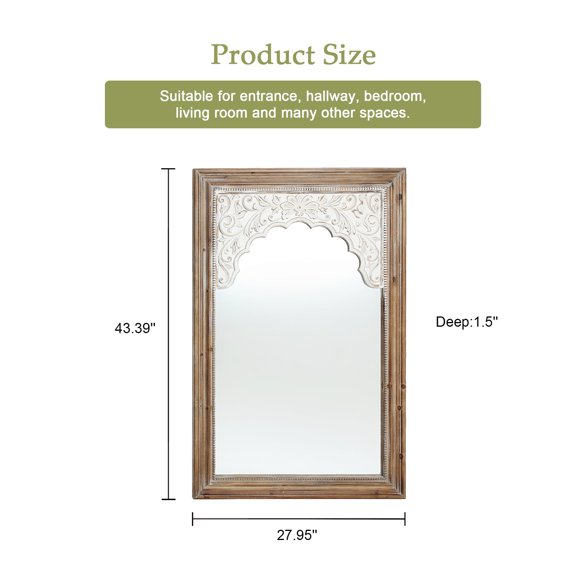 Holz-Wandspiegel mit Schnitzerei – Rustikal-Eleganter Deko-Spiegel